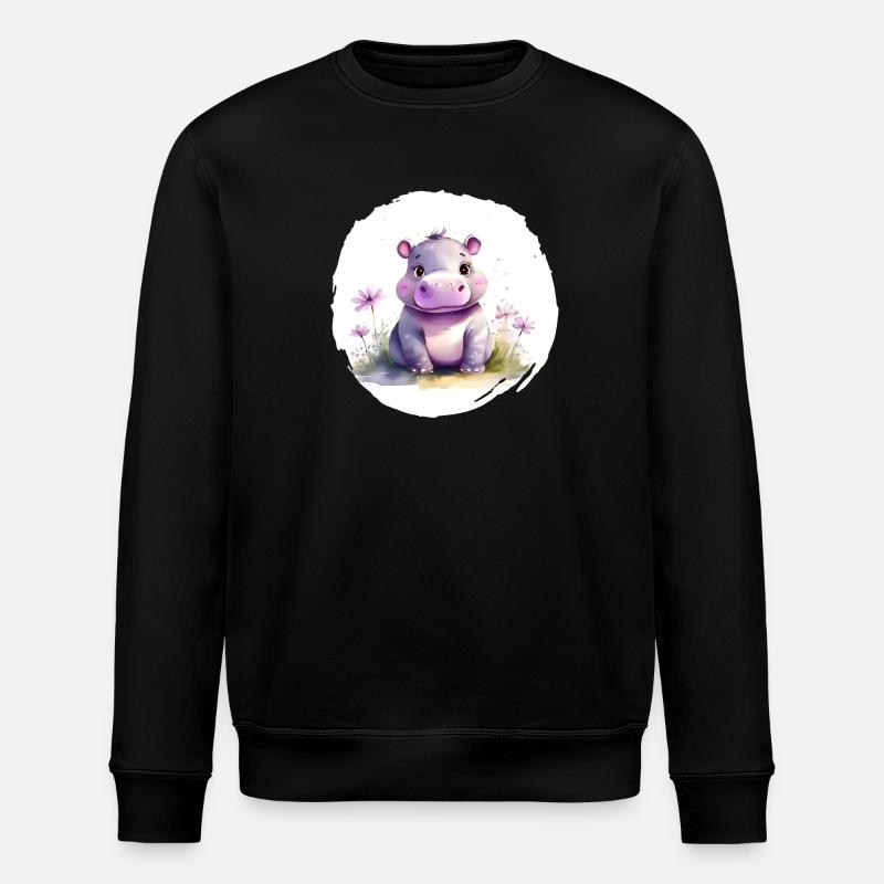 Aquarell Nilpferd - Stanley/Stella Unisex Bio-Sweatshirt ROLLER - Schwarz