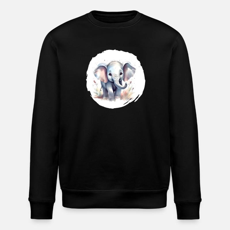 Aquarell Elefant - Stanley/Stella Unisex Bio-Sweatshirt ROLLER - Schwarz