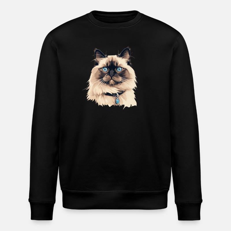 Cat Head Ragdoll - Stanley/Stella ROLLER Unisex Organic Sweatshirt - black