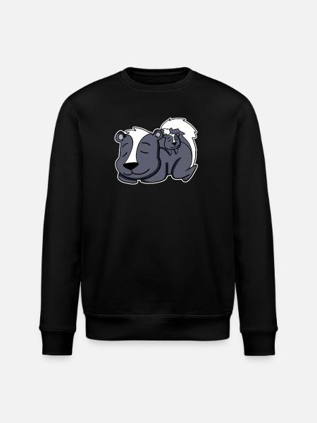 Skunk Family - Skunk with Baby - Stanley/Stella ROLLER Unisex Organic Sweatshirt - black