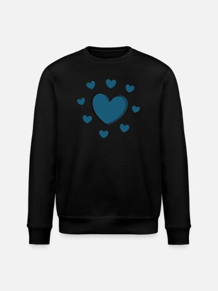 blue heart valentine's day gift - Stanley/Stella ROLLER Unisex Organic Sweatshirt - black