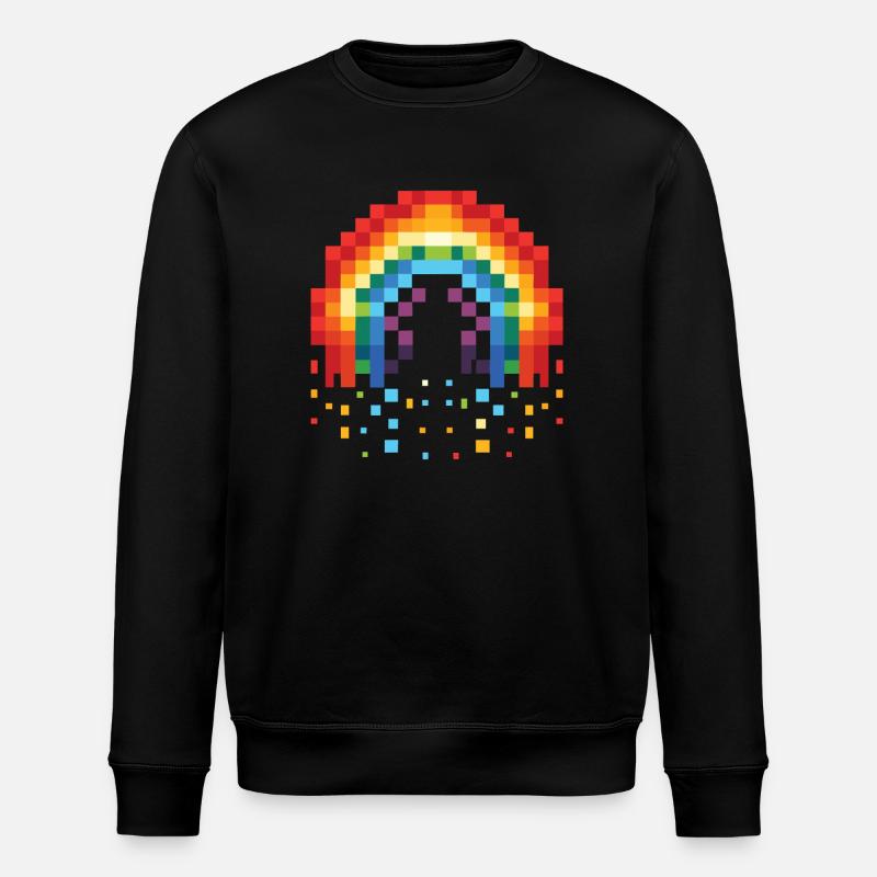 Pixel Art Rainbow 8-Bit Retro - Stanley/Stella ROLLER Unisex Organic Sweatshirt - black