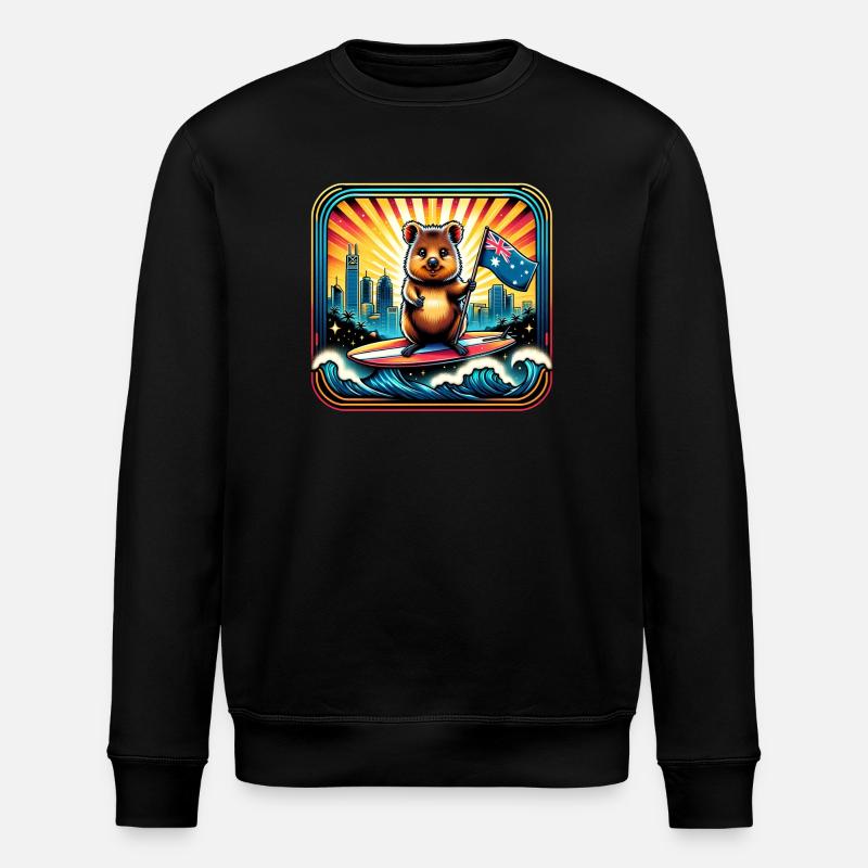 Design de surf australien Quokka - Sweat bio ROLLER Stanley/Stella Unisexe - noir