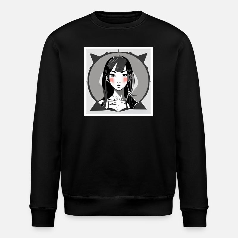 Errötendes Manga-Mädchen - Stanley/Stella Unisex Bio-Sweatshirt ROLLER - Schwarz