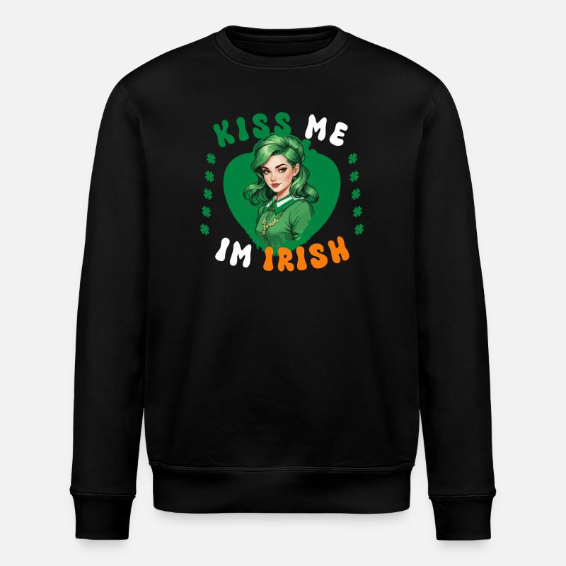Embrasse-moi, je suis irlandaise - Sweat bio ROLLER Stanley/Stella Unisexe - noir