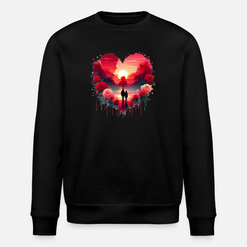 Romantic Sunset Heart Scene - Stanley/Stella ROLLER Unisex Organic Sweatshirt - black