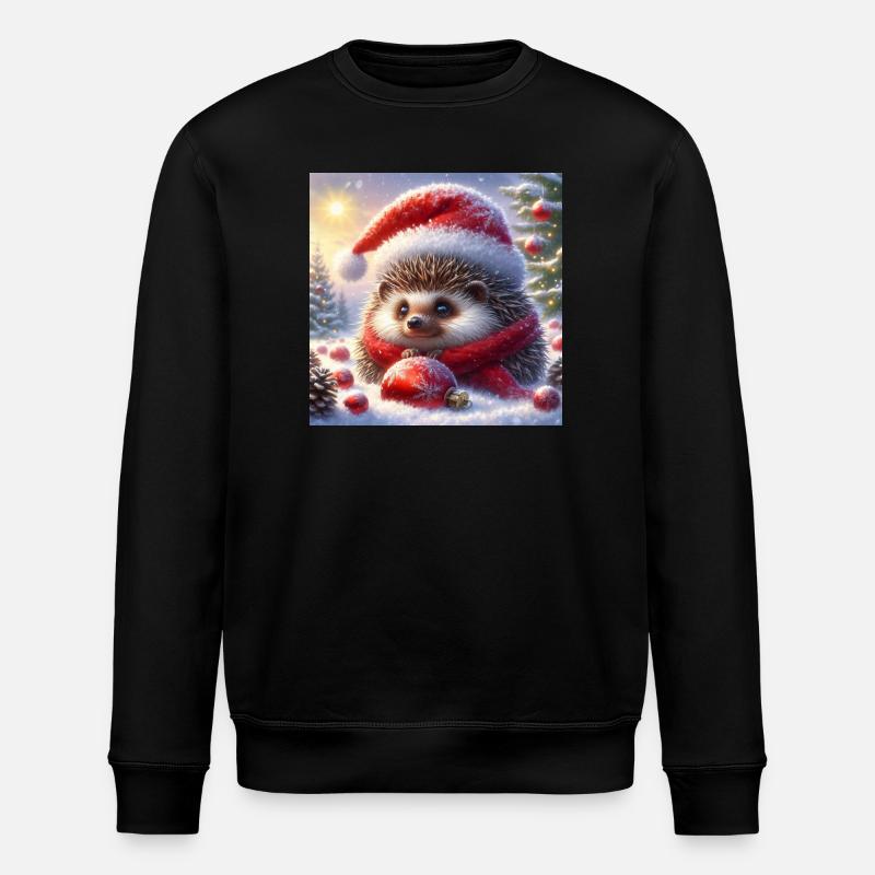 Weihnachts-Igel - Stanley/Stella Unisex Bio-Sweatshirt ROLLER - Schwarz