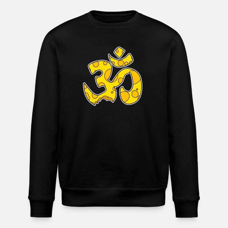 Cheese OM Sign Symbol Meditation - Stanley/Stella ROLLER Unisex Organic Sweatshirt - black