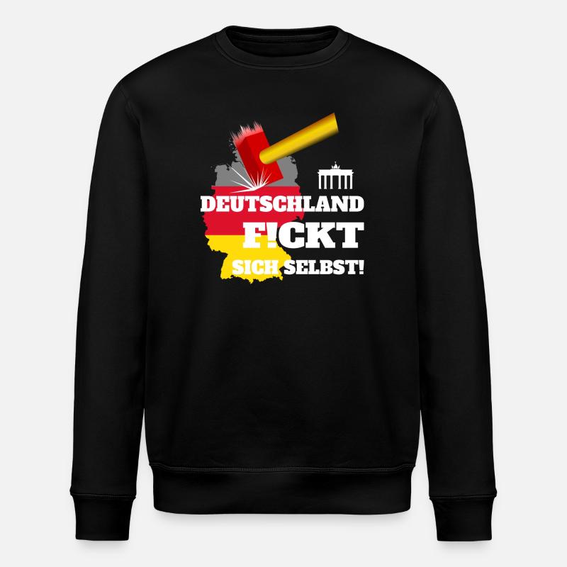 Germany f!cks itself ! - Stanley/Stella ROLLER Unisex Organic Sweatshirt - black