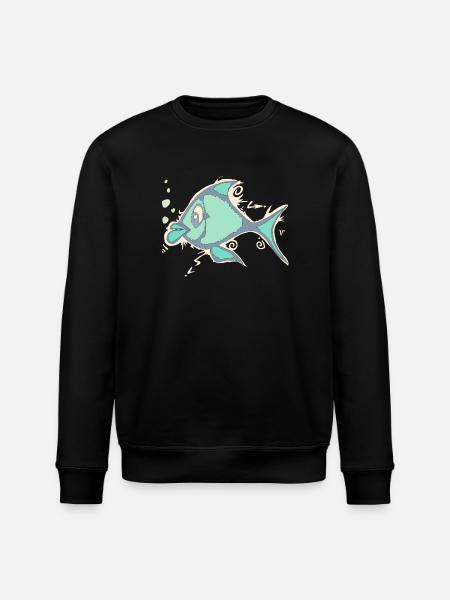Fisch Linienkunst - Stanley/Stella Unisex Bio-Sweatshirt ROLLER - Schwarz
