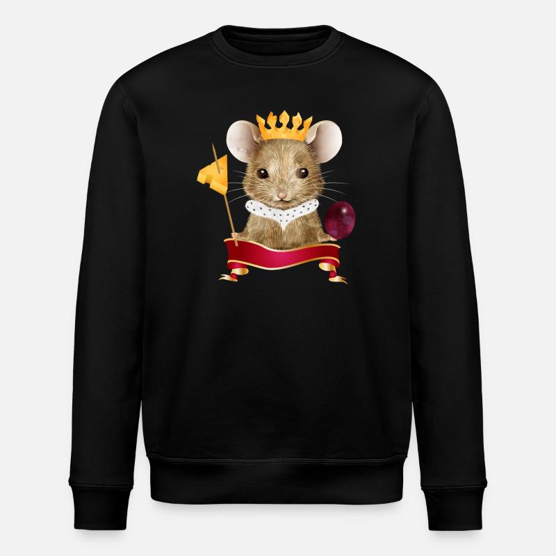 Maus mit Käse Krone,Traube und Zahnstocher - Stanley/Stella Unisex Bio-Sweatshirt ROLLER - Schwarz