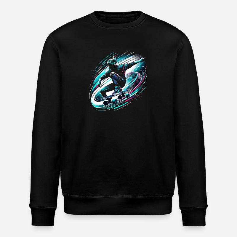 Longboarder sur skateboard ou longboard - Sweat bio ROLLER Stanley/Stella Unisexe - noir