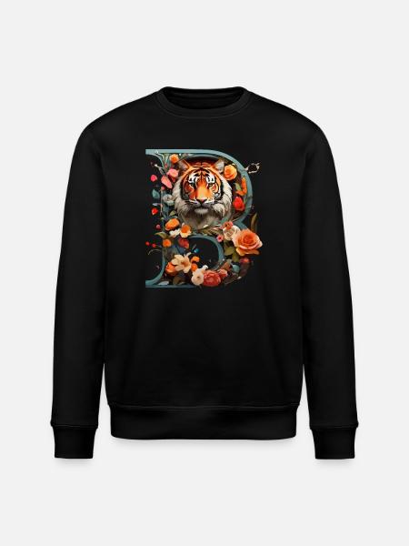 Tigre ardent et fleurs Illustration - Sweat bio ROLLER Stanley/Stella Unisexe - noir