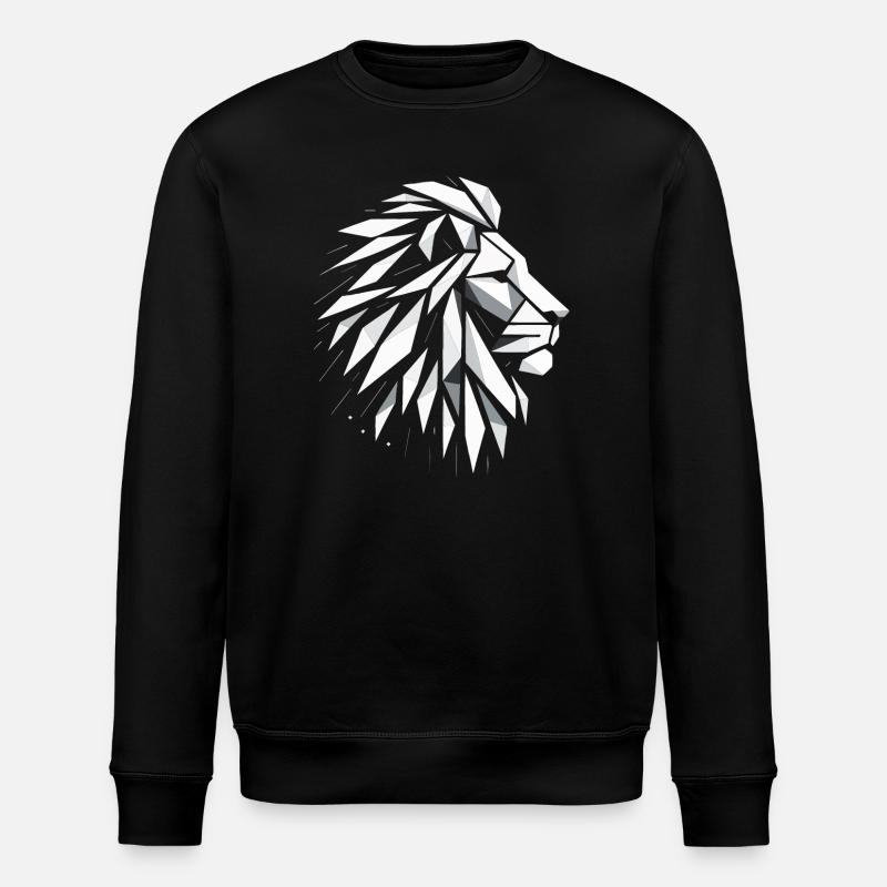 Lion Head Polygon Art - Stanley/Stella ROLLER Unisex Organic Sweatshirt - black