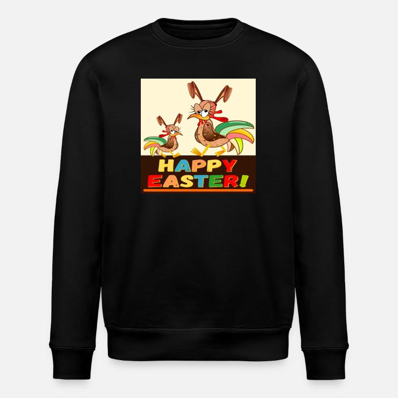 JOYEUX PÂQUES FAMILLE POULET COUPLE - Sweat bio ROLLER Stanley/Stella Unisexe - noir