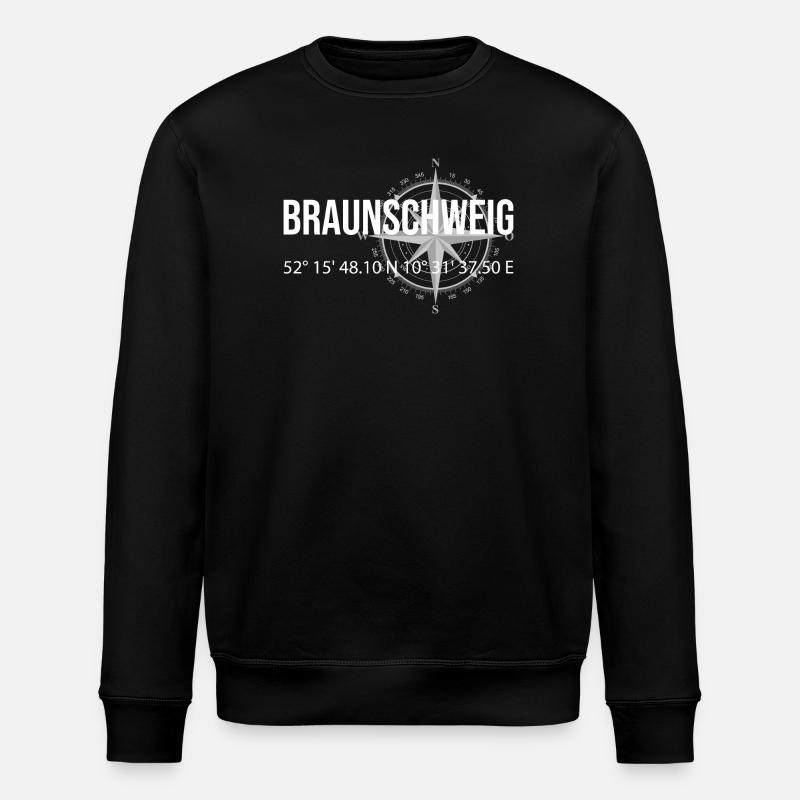 Koordinaten Braunschweig - Stanley/Stella Unisex Bio-Sweatshirt ROLLER - Schwarz
