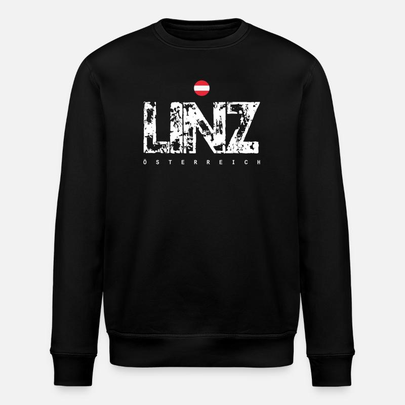 Linz Distressed City Text - Stanley/Stella Unisex Bio-Sweatshirt ROLLER - Schwarz