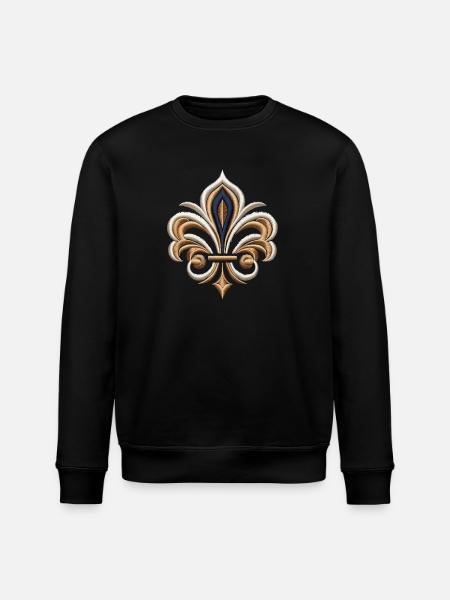 Elegant Fleur-de-Lis Embroidery - Stanley/Stella ROLLER Unisex Organic Sweatshirt - black