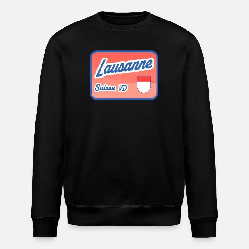 Lausanne Retro Schild Suisse VD - Stanley/Stella Unisex Bio-Sweatshirt ROLLER - Schwarz