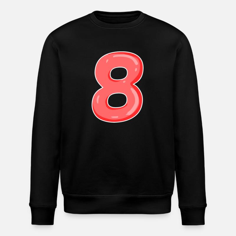 8 Number in red - Stanley/Stella ROLLER Unisex Organic Sweatshirt - black
