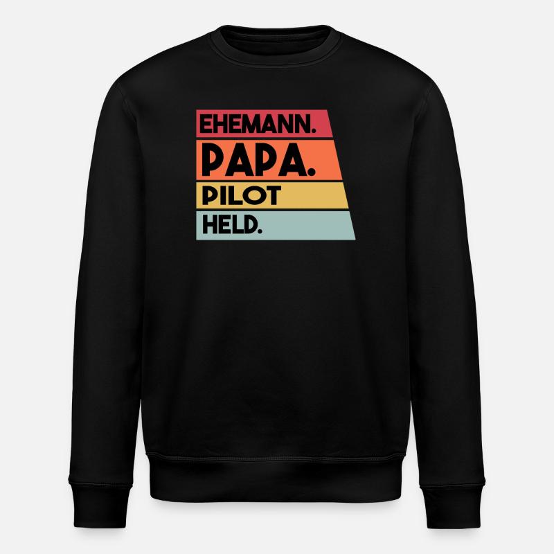 Ehemann Papa Pilot Held - Stanley/Stella Unisex Bio-Sweatshirt ROLLER - Schwarz