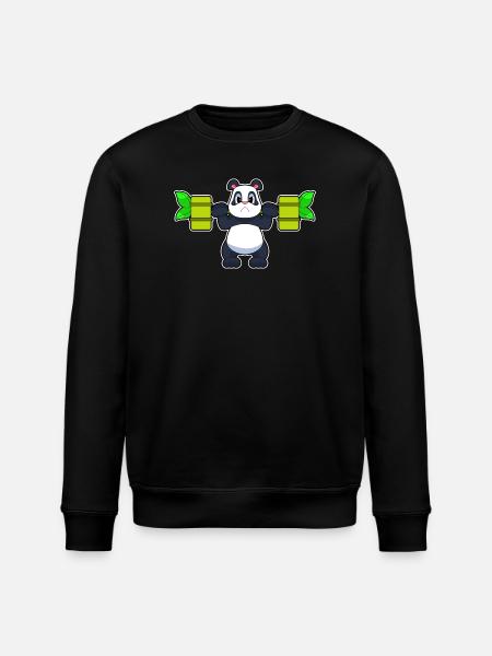 Panda Bodybuilder Barbell Bodybuilding - Stanley/Stella ROLLER Unisex Organic Sweatshirt - black