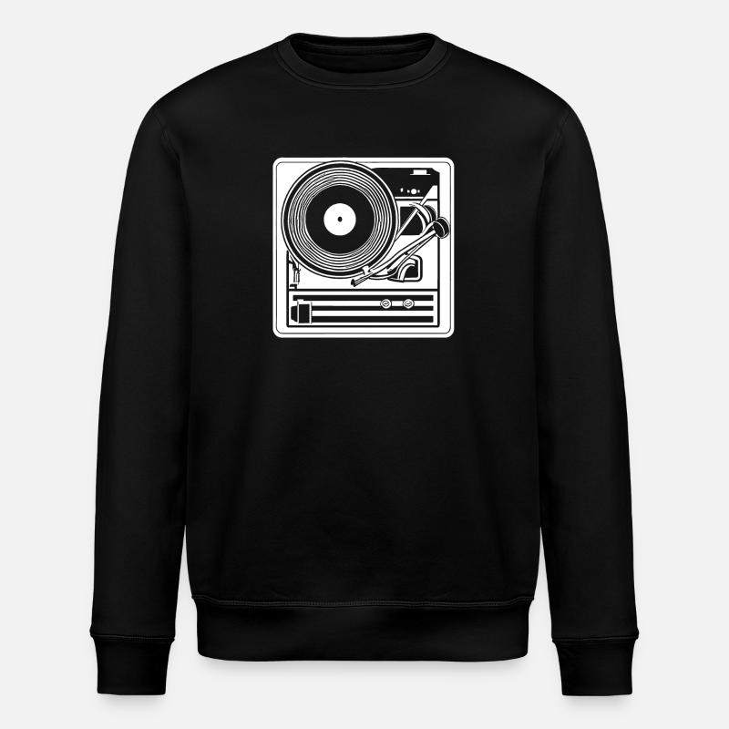 Retro Design Turntable - Stanley/Stella ROLLER Unisex Organic Sweatshirt - black