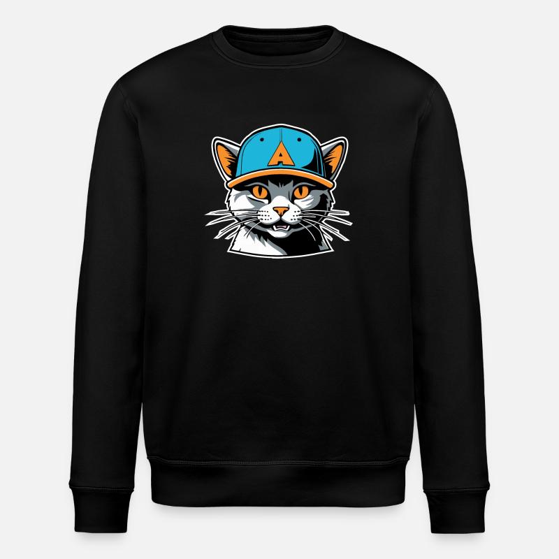 Cat in a hat - Stanley/Stella ROLLER Unisex Organic Sweatshirt - black