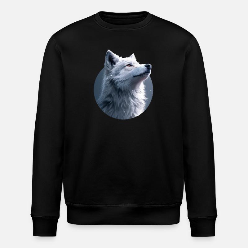 White Wolf Illustration - Stanley/Stella ROLLER Unisex Organic Sweatshirt - black