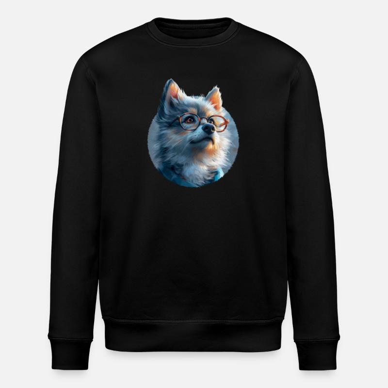 Illustration des Wolfes mit Brille - Stanley/Stella Unisex Bio-Sweatshirt ROLLER - Schwarz