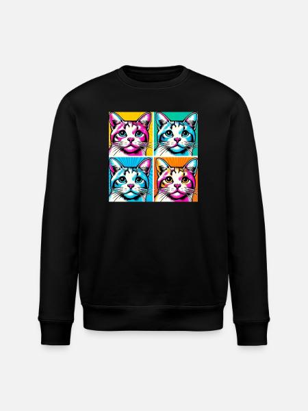 Chat Pop Art - Sweat bio ROLLER Stanley/Stella Unisexe - noir