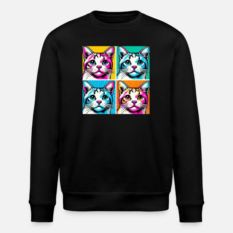 Cat Pop Art - Stanley/Stella ROLLER Unisex Organic Sweatshirt - black