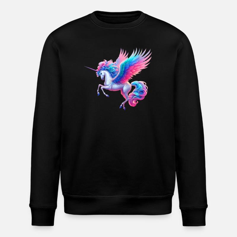 Einhorn (02) - Stanley/Stella Unisex Bio-Sweatshirt ROLLER - Schwarz