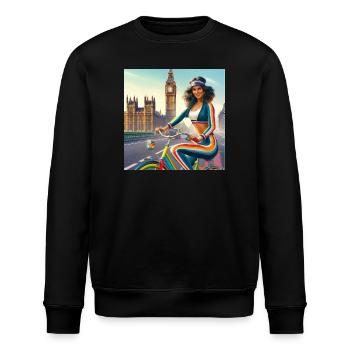 Retro Girl on a Bicycle par Big Ben à Londres - Sweat bio ROLLER Stanley/Stella Unisexe - noir - Devant - Nik (191cm)