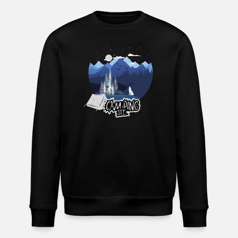 Camping Life Mountain Night - Stanley/Stella ROLLER Unisex Organic Sweatshirt - black