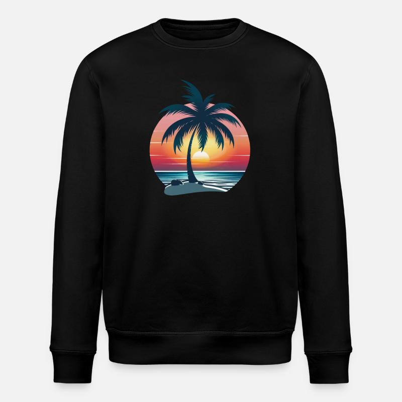 Palmen-Sonnenuntergang - Stanley/Stella Unisex Bio-Sweatshirt ROLLER - Schwarz