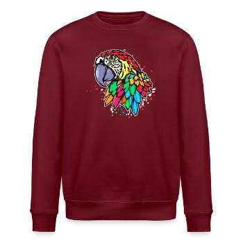 Animal, Bird, Parrot, Bird Lover, Zoo, Tropical - Stanley/Stella ROLLER Unisex Organic Sweatshirt - burgundy - Front - Nik (191cm)