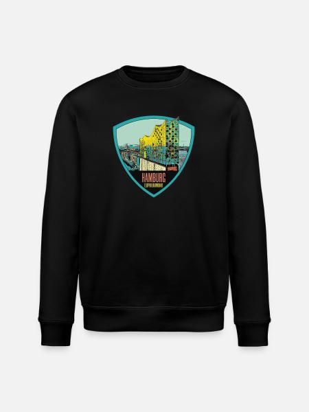 Illustration: , Hamburg - Stanley/Stella ROLLER Unisex Organic Sweatshirt - black