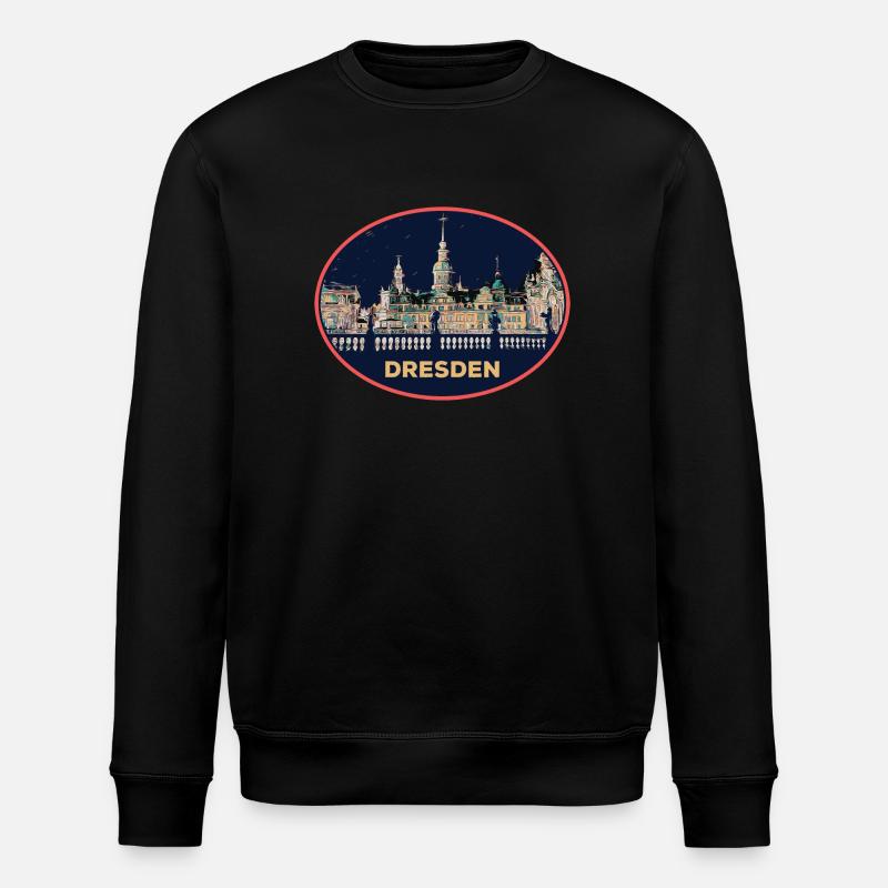 Dresden at Night: Mesmerizing Illustration - Stanley/Stella ROLLER Unisex Organic Sweatshirt - black