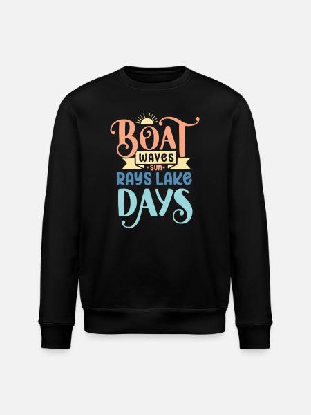 Boat Waves Sun Rays Lake Days - Stanley/Stella ROLLER Unisex Organic Sweatshirt - black