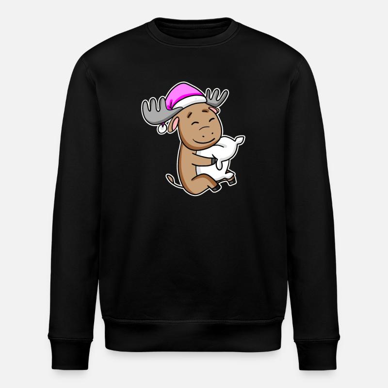 Moose Tired Sleeping Sleeping Girl - Stanley/Stella ROLLER Unisex Organic Sweatshirt - black