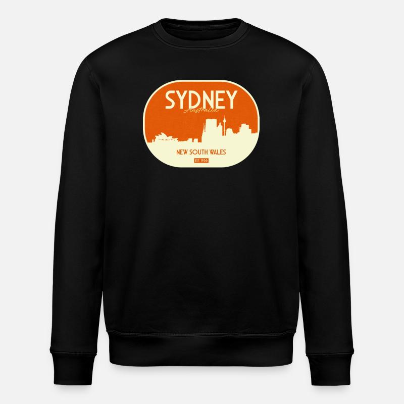 Sydney Skyline Retro Badge - Stanley/Stella ROLLER Unisex Organic Sweatshirt - black