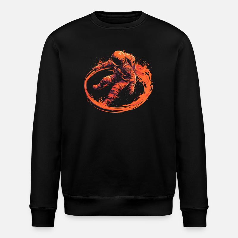 Astronaut von Flammen umzingelt - Stanley/Stella Unisex Bio-Sweatshirt ROLLER - Schwarz