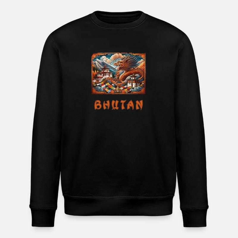 Bhutan Drache Buddha Thimphu - Stanley/Stella Unisex Bio-Sweatshirt ROLLER - Schwarz