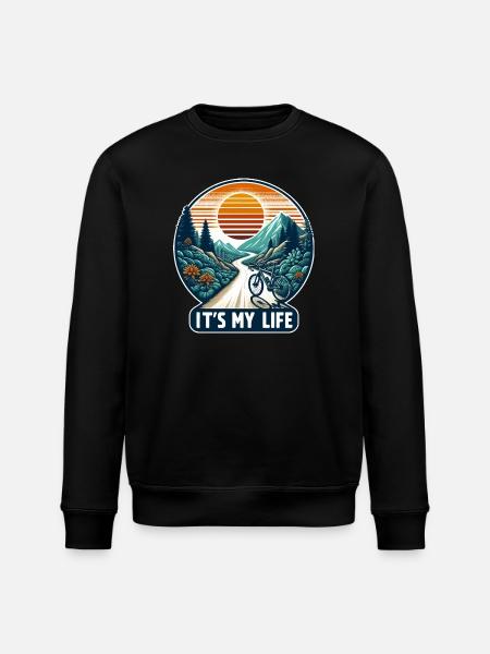 Sunset Mountain Cycling Adventure - Stanley/Stella ROLLER Unisex Organic Sweatshirt - black