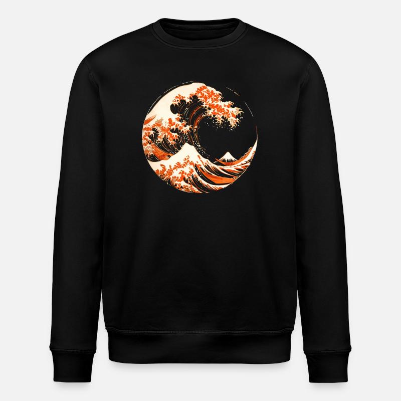 Stylized Hokusai Wave - Stanley/Stella ROLLER Unisex Organic Sweatshirt - black