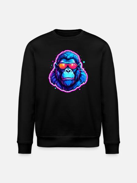 A cool gorilla with sunglasses - Stanley/Stella ROLLER Unisex Organic Sweatshirt - black