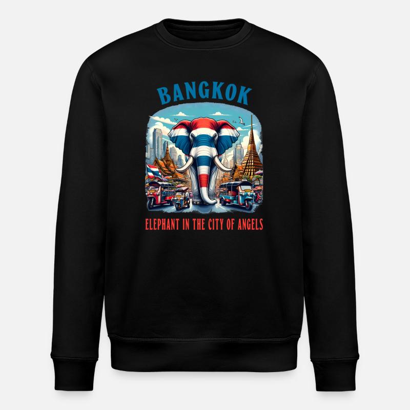 Bangkok Thaïlande Drapeaux d'éléphants Ville - Sweat bio ROLLER Stanley/Stella Unisexe - noir