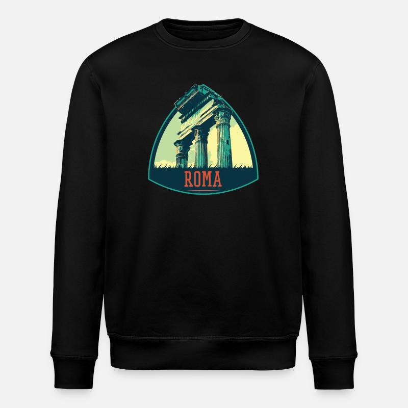 Illustration af gamle ruiner i Rom - Stanley/Stella økologisk unisex-sweatshirt ROLLER - sort