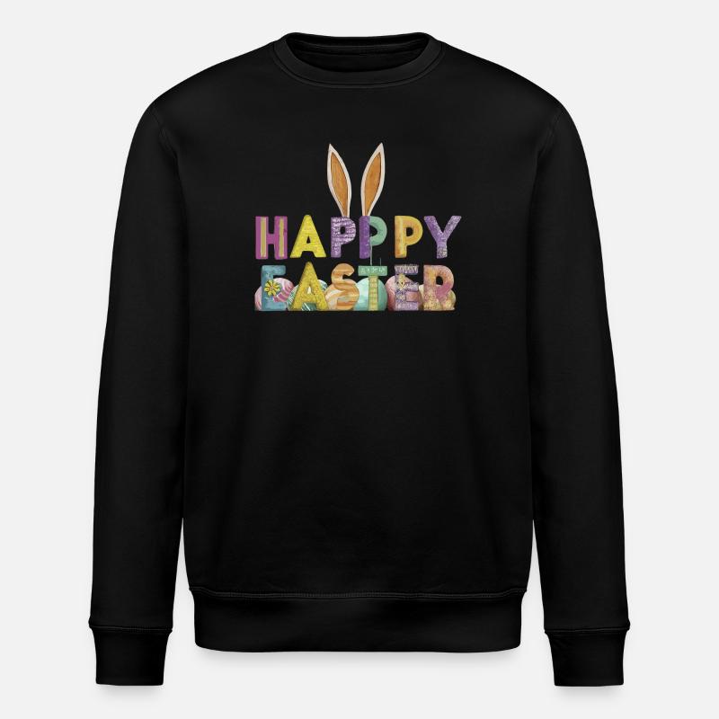 Osterhasen-Design mit bunten Buchstaben - Stanley/Stella Unisex Bio-Sweatshirt ROLLER - Schwarz
